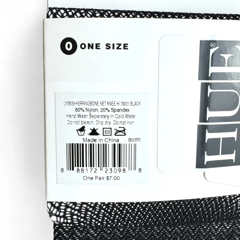 Hue Black Herringbone‎ Net Sheer Knee High Socks Womens One Size Fits Most